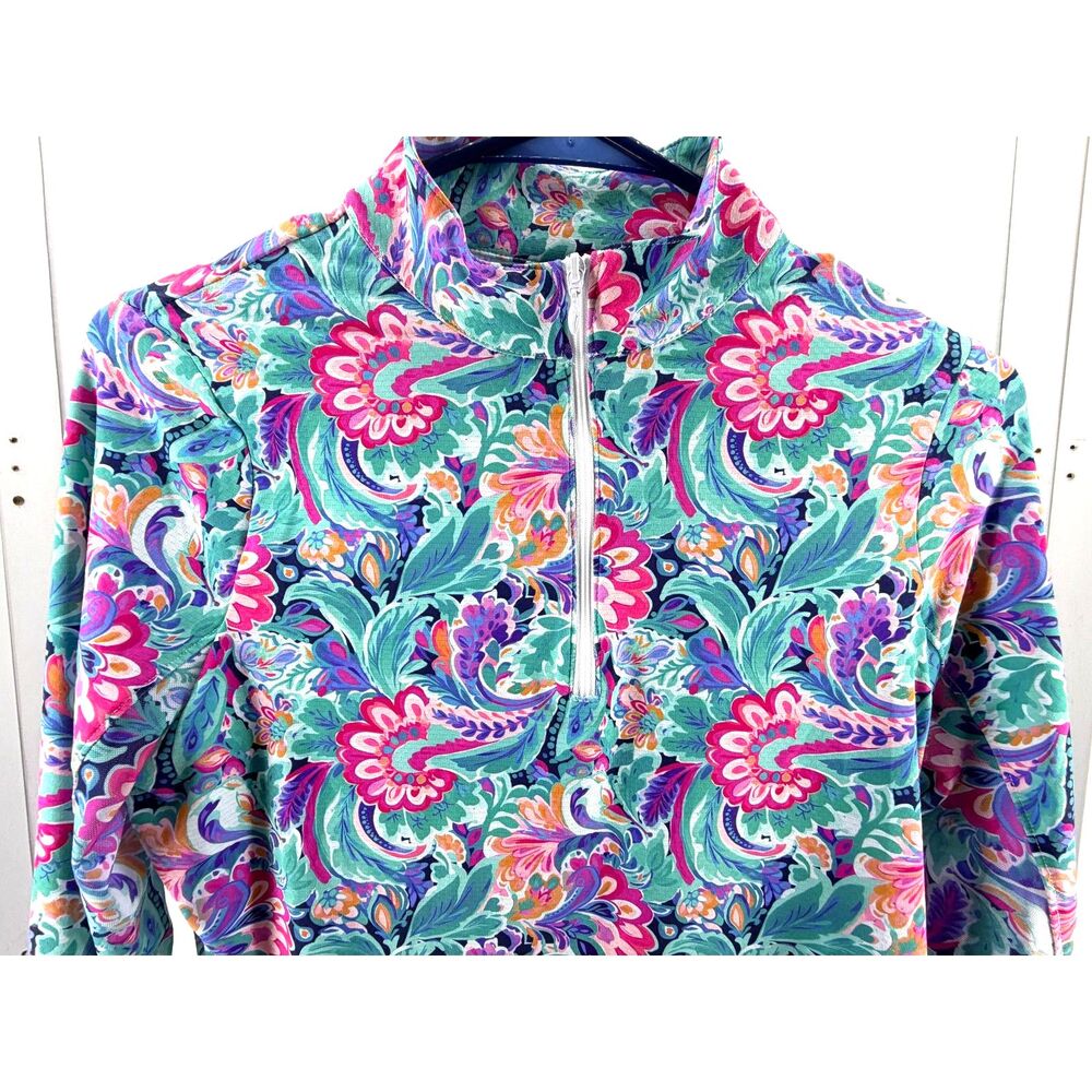 Gottex Women's  Kate 1/2 Zip Mock Neck Pullover Blue Garden - Picture 2 of 9